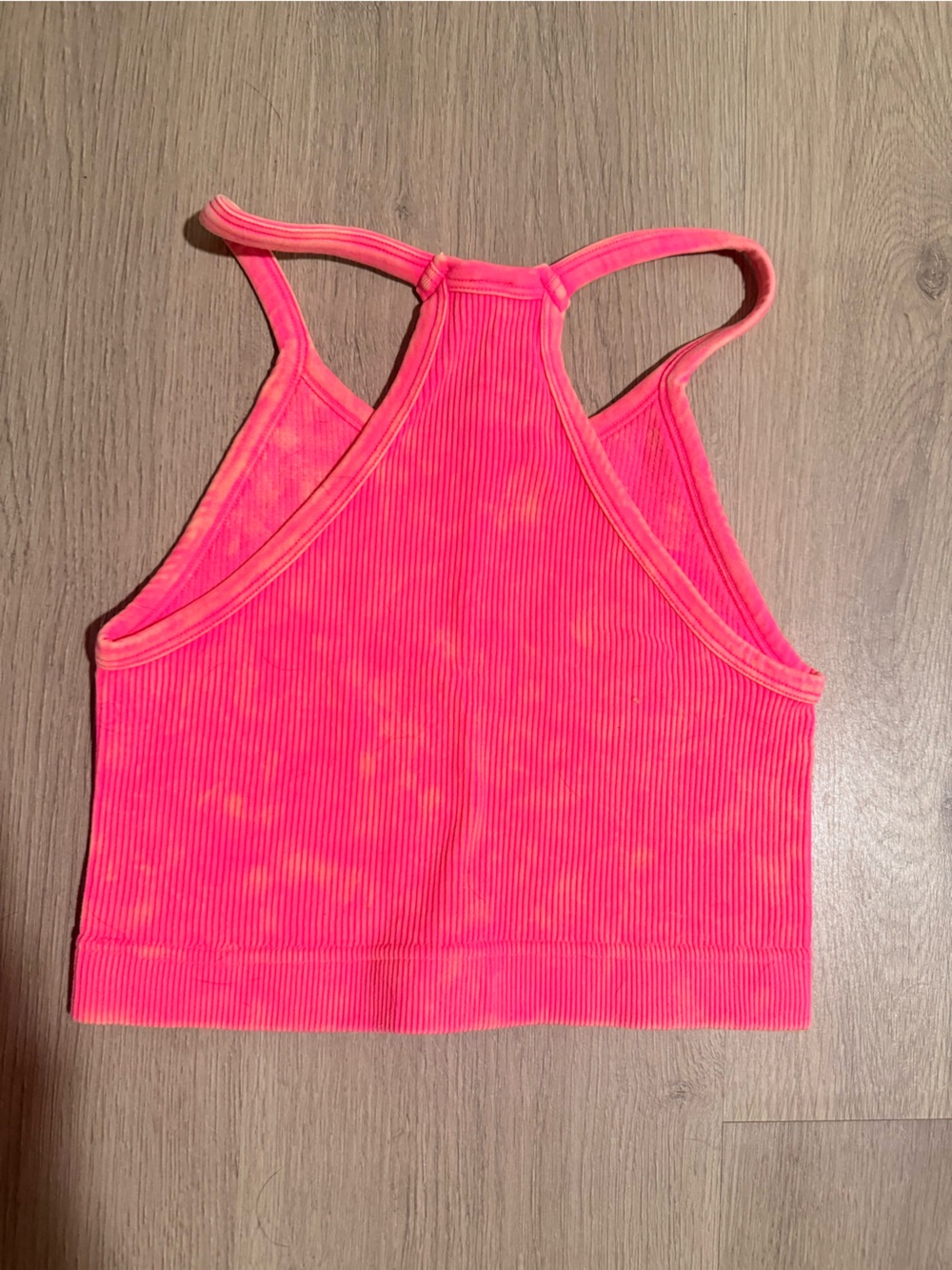 Neon Pink Ribbed Cropped Tank Top - Picture 2 of 3